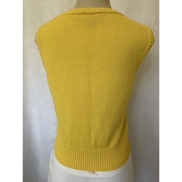 SoCa St John Santana Knit Shell Tank Top Sleeveless Yellow Ribbed Hem Bl… - Picture 3 of 6